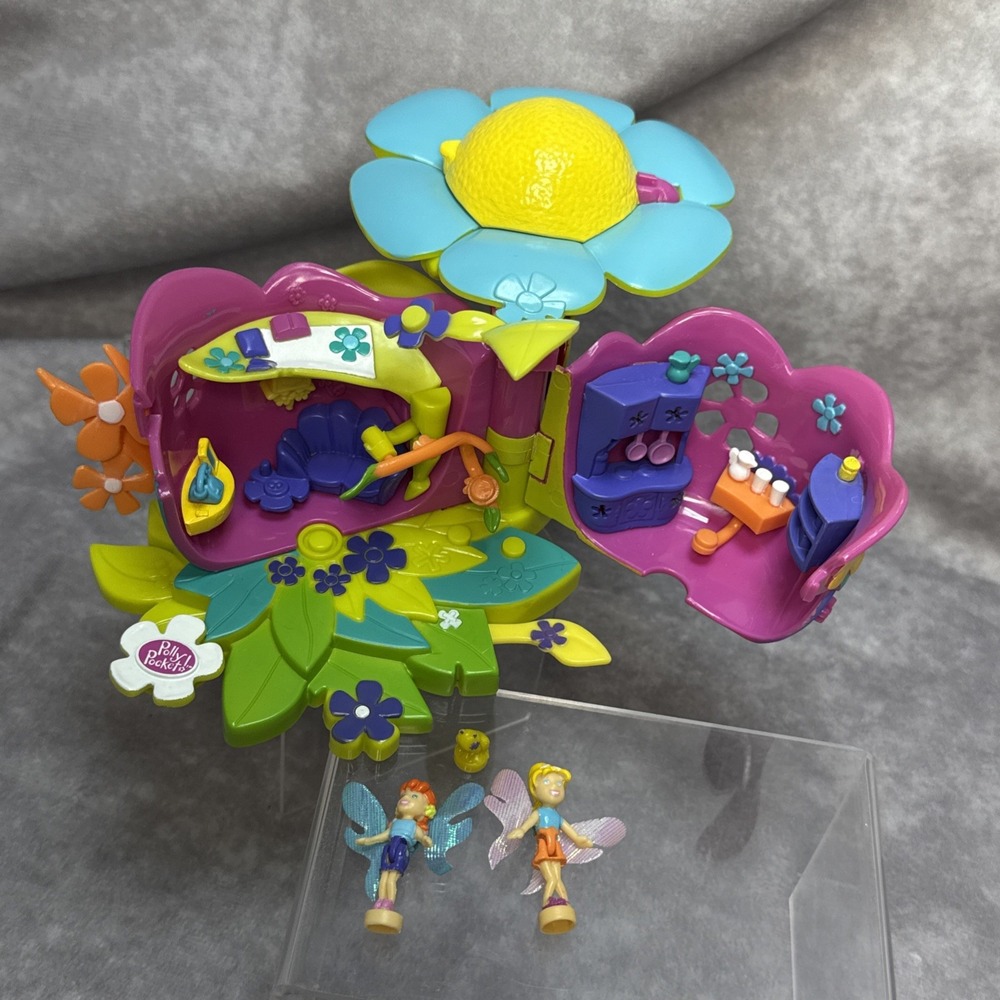 Vintage 2001 Polly Pocket Flower Fairies Petal Playhouse Playset 100% Complete